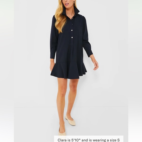 Navy Crepe Callahan Shirt Dress - Picture 1 of 10